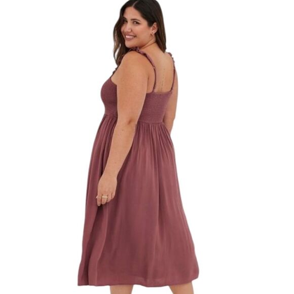 NWOT Midi Challis Smocked Tiered Dress - Picture 3 of 8